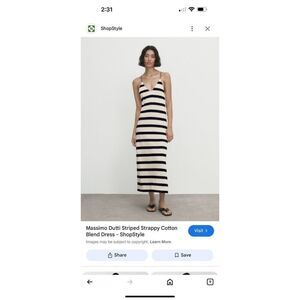 NWT Massimo Dutti Striped Strappy Cotton Blend Dress Size XS